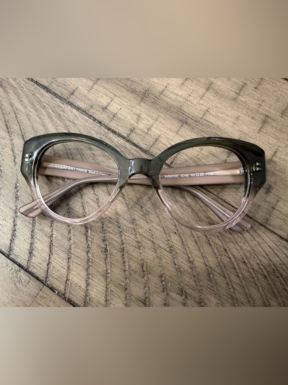Round Two-Tone Pink and Gray Women's Eyeglass Frames Lafont Havane